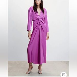 Mango Satin Dress with Knot size Small